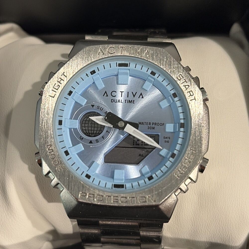 Invicta Activa Men’s Watch - 45.5mm Silver W/ Blue Dial ACW 423-003